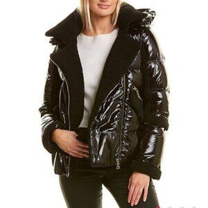 NWT Nicole Benisti‎ GEILO MIXED MEDIA BIKER JACKET Size large
